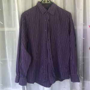 Striped purple button-down shirt